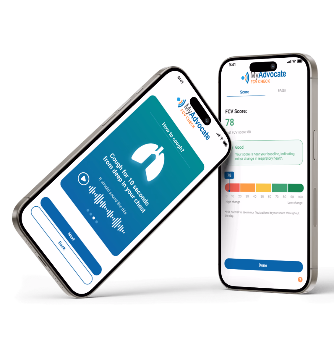 MyAdvocate app on a tilted phone